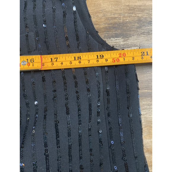 Michael Kors Pinstripe Sequined Crepe Sleeveless Blazer Black 10 (xRTR) RT $655 - Picture 7 of 14